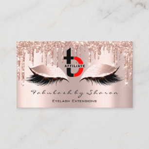 Makeup Artist Eyelash Affiliate Logo Tropfen Rose Visitenkarte