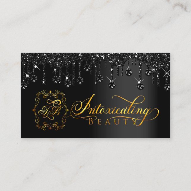Makeup Artist Eyelash Black Tropfens Logo Diamond  Visitenkarte (Vorderseite)