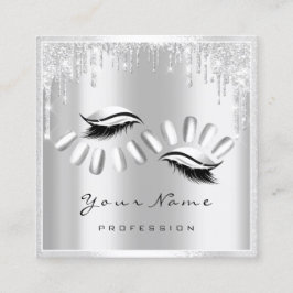 Makeup Artist Eyelash Extension Gray Tropfens Nail Quadratische Visitenkarte