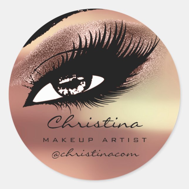 Makeup Artist Eyelash Extension Rose Kupfer Runder Aufkleber (Vorderseite)