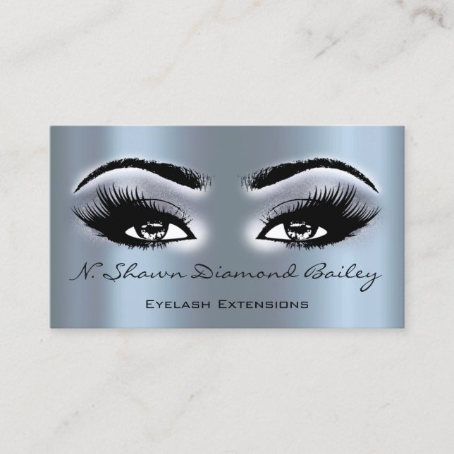 Makeup Artist Eyelash Extension Smoky Blau Elegant Visitenkarte (Vorderseite)