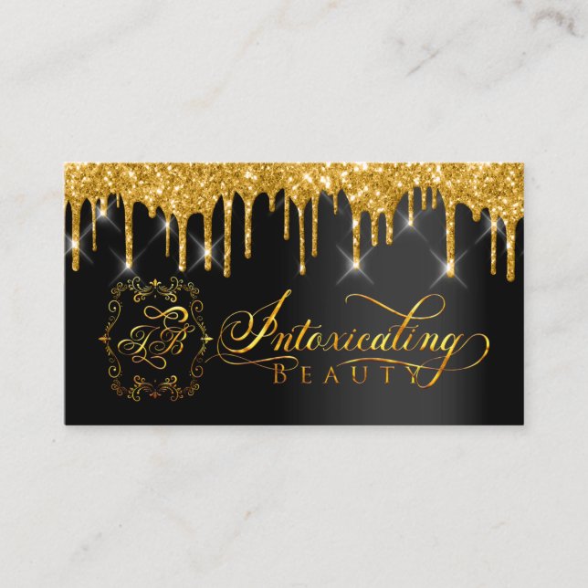 Makeup Artist Eyelash Gold Tropfen Logo Visitenkarte (Vorderseite)
