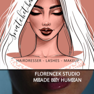 Makeup Artist Eyelash Hair Brows Kiss Skinny Quadratische Visitenkarte