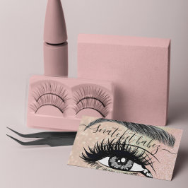 Makeup Artist Eyelash Hair Brows QR Logo Rose Visitenkarte