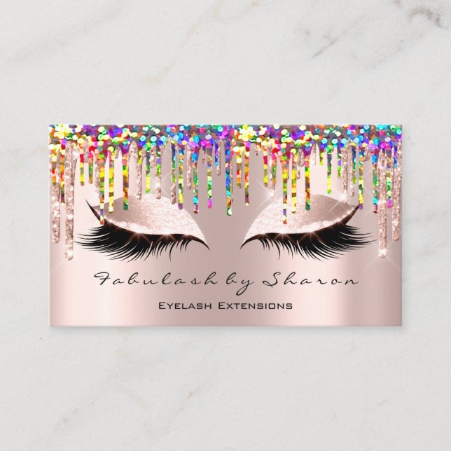 Makeup Artist Eyelash Lash Glitzer Rose Holograp Visitenkarte (Vorderseite)