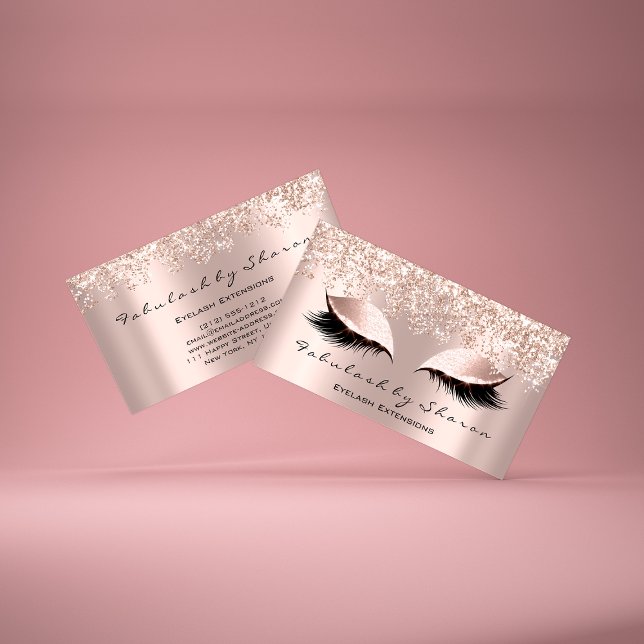 Makeup Artist Eyelash Lashes Glitzer Confetti Rose Visitenkarte (Makeup Artist Eyelash Lashes Glitter Confetti Rose Business Card )