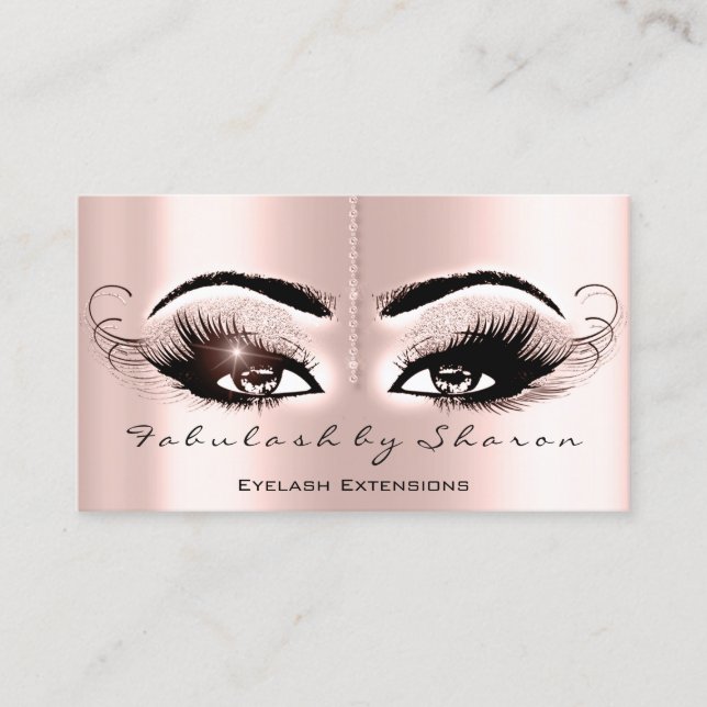 Makeup Artist Eyelash Lashes Glitzer Rose Visitenkarte (Vorderseite)