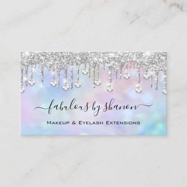 Makeup Artist Eyelash Lashes Holographic Diamond Visitenkarte (Vorderseite)