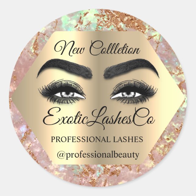 Makeup Artist Eyelash Logo Glitzer Packaging WELLN Runder Aufkleber (Vorderseite)