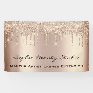 Makeup Artist Eyelash Rose Gold Tropfen Glitzer Banner