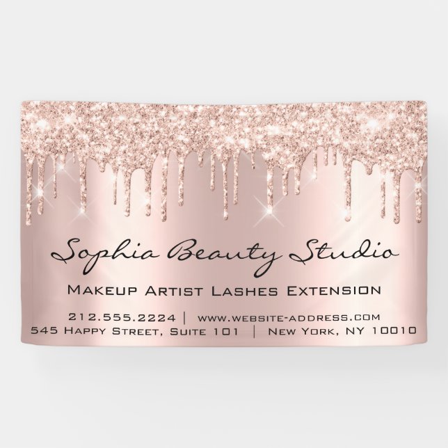Makeup Artist Eyelash Rose Gold Tropfen Werbeaktio Banner (Horizontal)