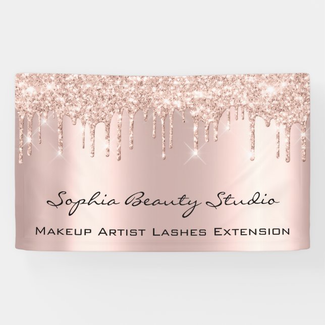 Makeup Artist Eyelash Rose Tropfen Pink Glitzer Lu Banner (Horizontal)