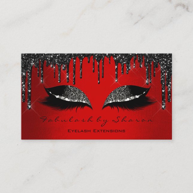 Makeup Artist Eyelashes Extension Black Tropfens R Visitenkarte (Vorderseite)