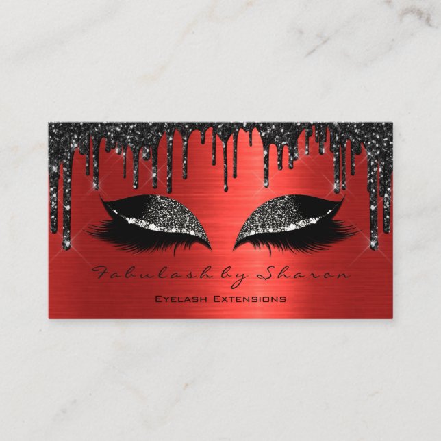 Makeup Artist Eyelashes Extension Black Tropfens R Visitenkarte (Vorderseite)