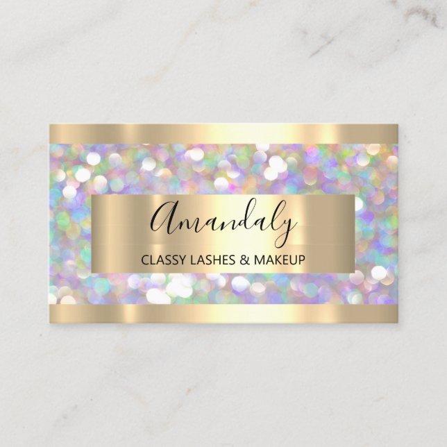 Makeup Artist Eyelashes Gold Glitzer Gerahmt Visitenkarte (Vorderseite)