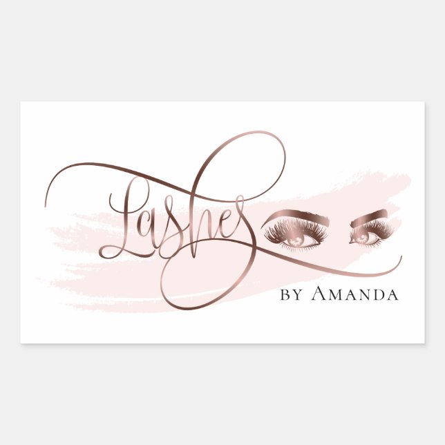 Makeup artist Eyelashes Rose Gold Schönheitssalon  Rechteckiger Aufkleber (Vorderseite)