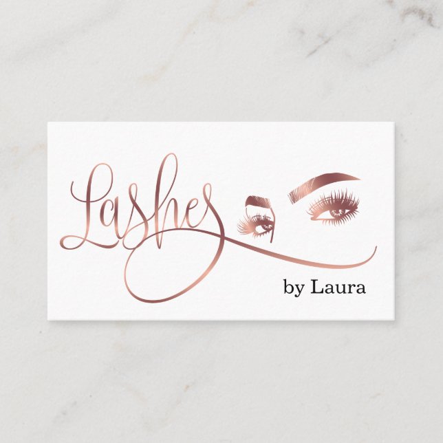 Makeup artist Eyelashes Rose Gold Schönheitssalon  Visitenkarte (Vorderseite)