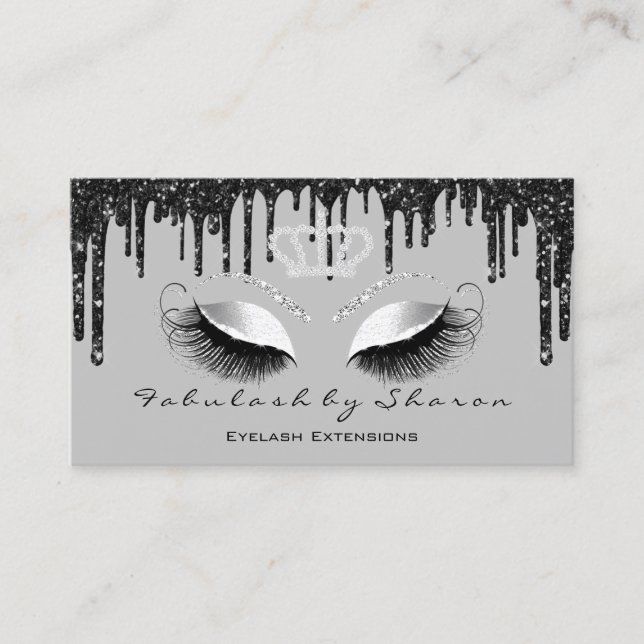 Makeup Artist Eyelashes Schwarze Tropfen Gold Visitenkarte (Vorderseite)