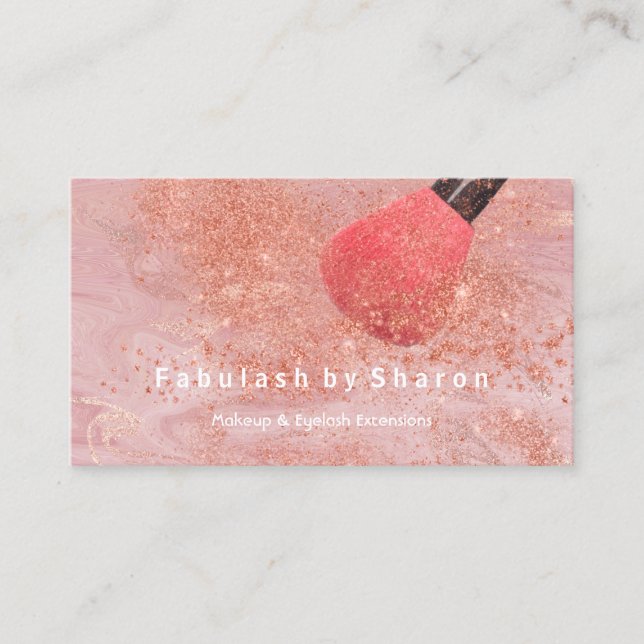 Makeup Artist Eyes Lash Glitzer Rose Pulver Kupfer Visitenkarte (Vorderseite)