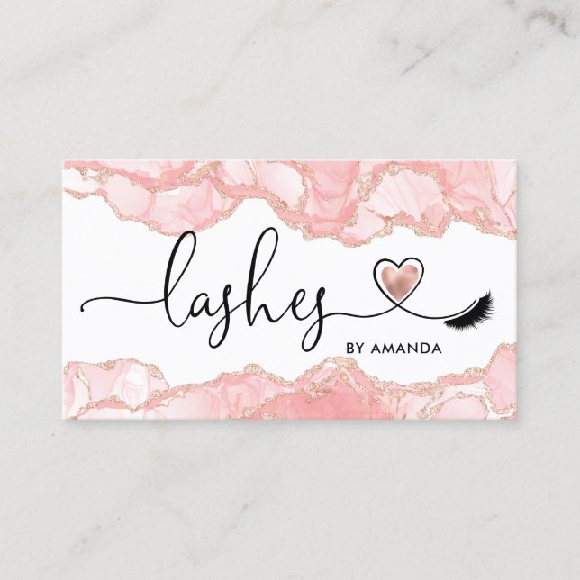 Makeup Artist Eyes Lashes Blush Pink Agate Busine Visitenkarte (Vorderseite)