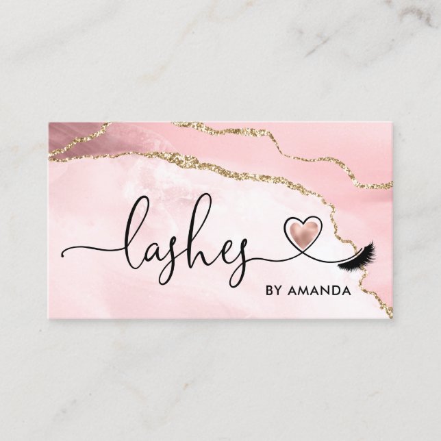 Makeup Artist Eyes Lashes Blush Pink Agate Visitenkarte (Vorderseite)