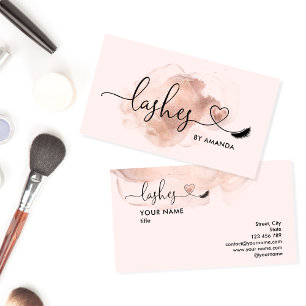Makeup Artist Eyes Lashes Blush Pink Watercolor B Visitenkarte