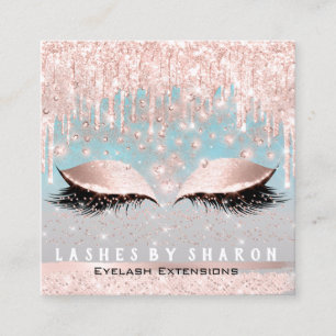 Makeup Artist Eyes Lashes Crystal Tropfens Rose Bl Quadratische Visitenkarte