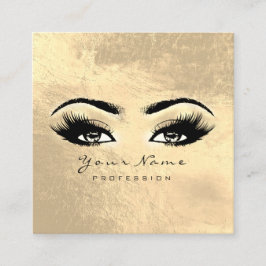 Makeup Artist Eyes Lashes Erweiterung Gold Square Quadratische Visitenkarte