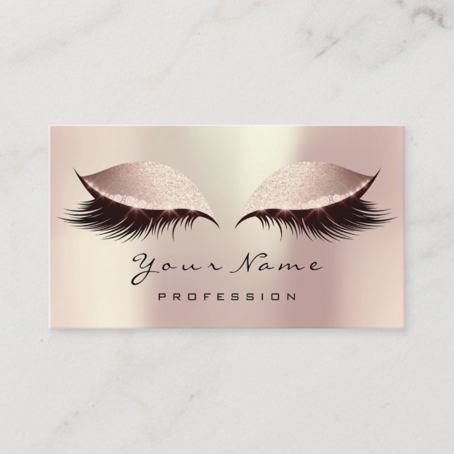 Makeup Artist Eyes Lashes Glitzer Rosa Rose Blush Visitenkarte (Vorderseite)