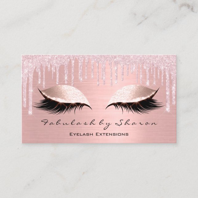 Makeup Artist Eyes Lashes Glitzer Tropfen Rose Blu Visitenkarte (Vorderseite)