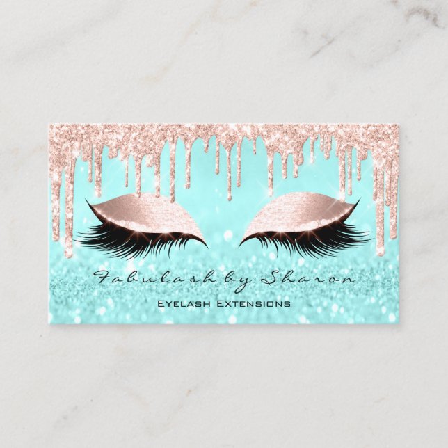 Makeup Artist Eyes Lashes Glitzer Tropfen Rose Blu Visitenkarte (Vorderseite)