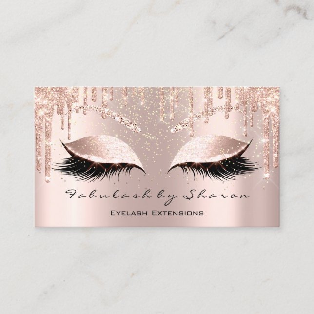 Makeup Artist Eyes Lashes Glitzer Tropfen Rose Bro Visitenkarte (Vorderseite)