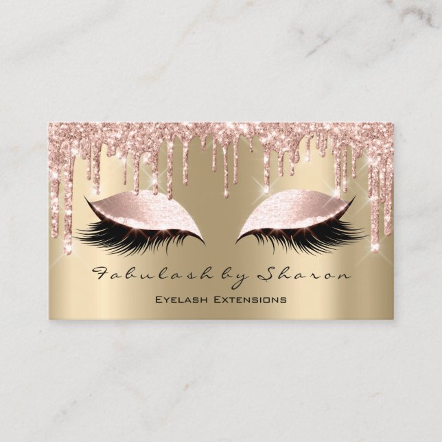 Makeup Artist Eyes Lashes Glitzer Tropfen Rose Spa Visitenkarte (Vorderseite)