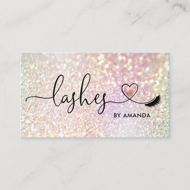 Makeup Artist Eyes Lashes Rosa Glitzer Visitenkarte (Vorderseite)