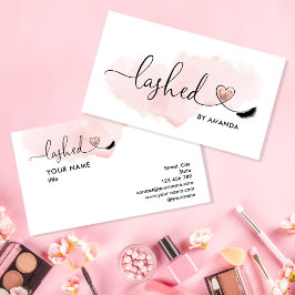 Makeup Artist Eyes Lashes Rosa Wasserfarbe Visitenkarte