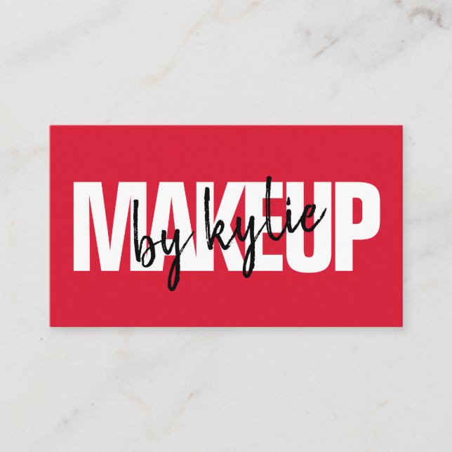 Makeup artist fett signieren Skript fett rot Visitenkarte (Vorderseite)