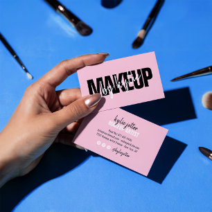 Makeup artist fett signiert Skript pastellrosa Visitenkarte