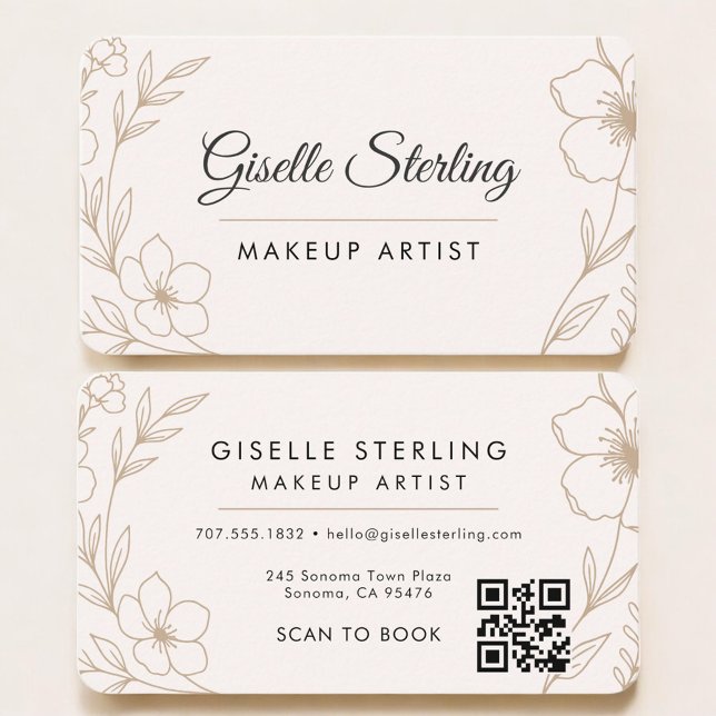 Makeup Artist Floral QR Code  Visitenkarte (Von Creator hochgeladen)