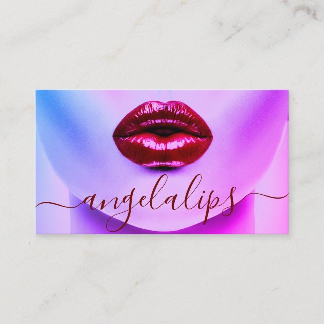 Makeup Artist Foto Lippenstift Hochglanz Lippen Pf Visitenkarte (Vorderseite)