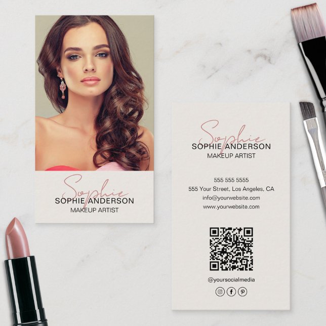 Makeup Artist Foto Visitenkarte (Makeup Artist Photo Business Card)