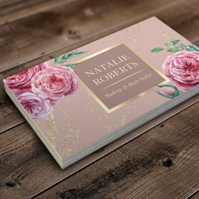 Makeup Artist Friseur Salon Rosa Rose Gold Visitenkarte (Von Creator hochgeladen)