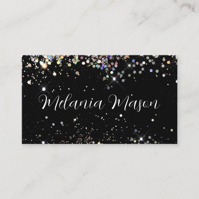 Makeup Artist Funkelnd Holographic Glitzer Black Visitenkarte (Vorderseite)