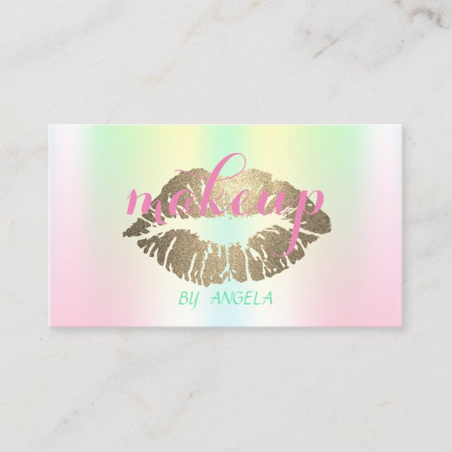 Makeup Artist Glitterie Lips Holographic Iridescen Visitenkarte (Vorderseite)