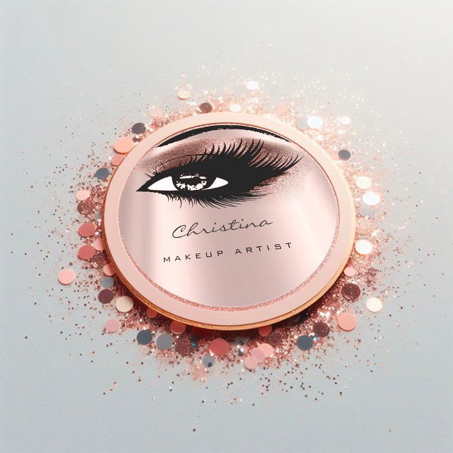 Makeup Artist Glitzer Eyelashes Braun Schönheit Runder Aufkleber (Makeup Artist Glitter Eyelashes Brown Beauty Classic Round Sticker)