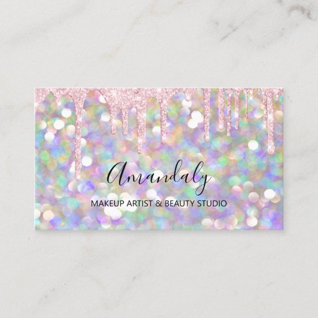 Makeup Artist Glitzer Gold 3D Glitzer Rosa Glitzer Visitenkarte (Vorderseite)