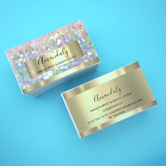 Makeup Artist Glitzer Gold Gerahmt Spark Glitzer Visitenkarte