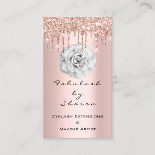 Makeup Artist Glitzer Tropfen Rose Diamond White Visitenkarte