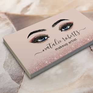 Makeup Artist Gold Eyelash Rose Gold Glitzer Salon Visitenkarte