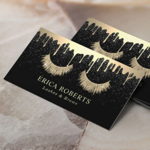 Makeup Artist Gold Eyelash Salon Trendy Tropfen Visitenkarte