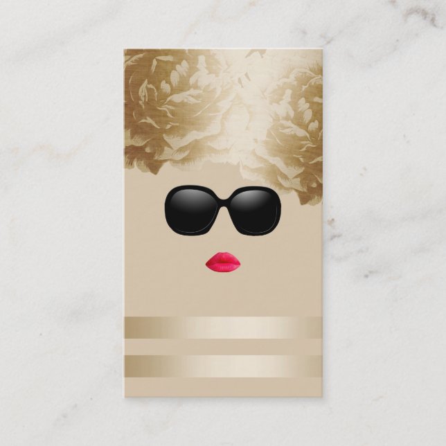 Makeup Artist Gold Floral Sunglasses Beauty Girl Visitenkarte (Vorderseite)